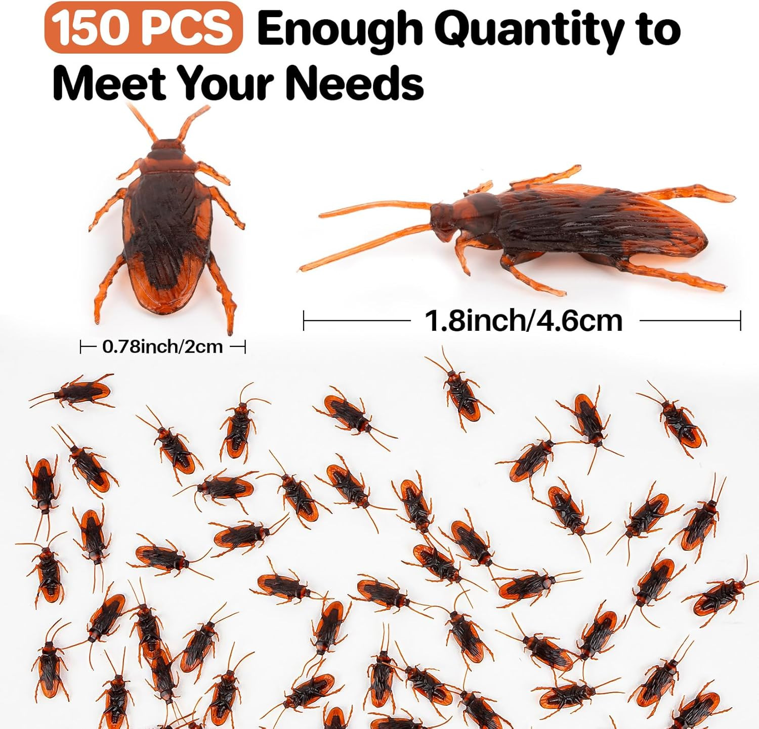 150PCS Fake Roaches Prank – Stuff Plastic Bugs Pranks for Adults Prank Kit Reali