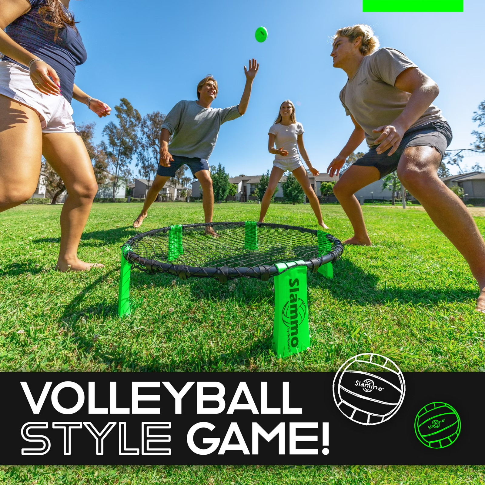 GoSports Slammo Outdoor Game Set – Beach Lawn Game Set – Includes 3 Balls, Carry