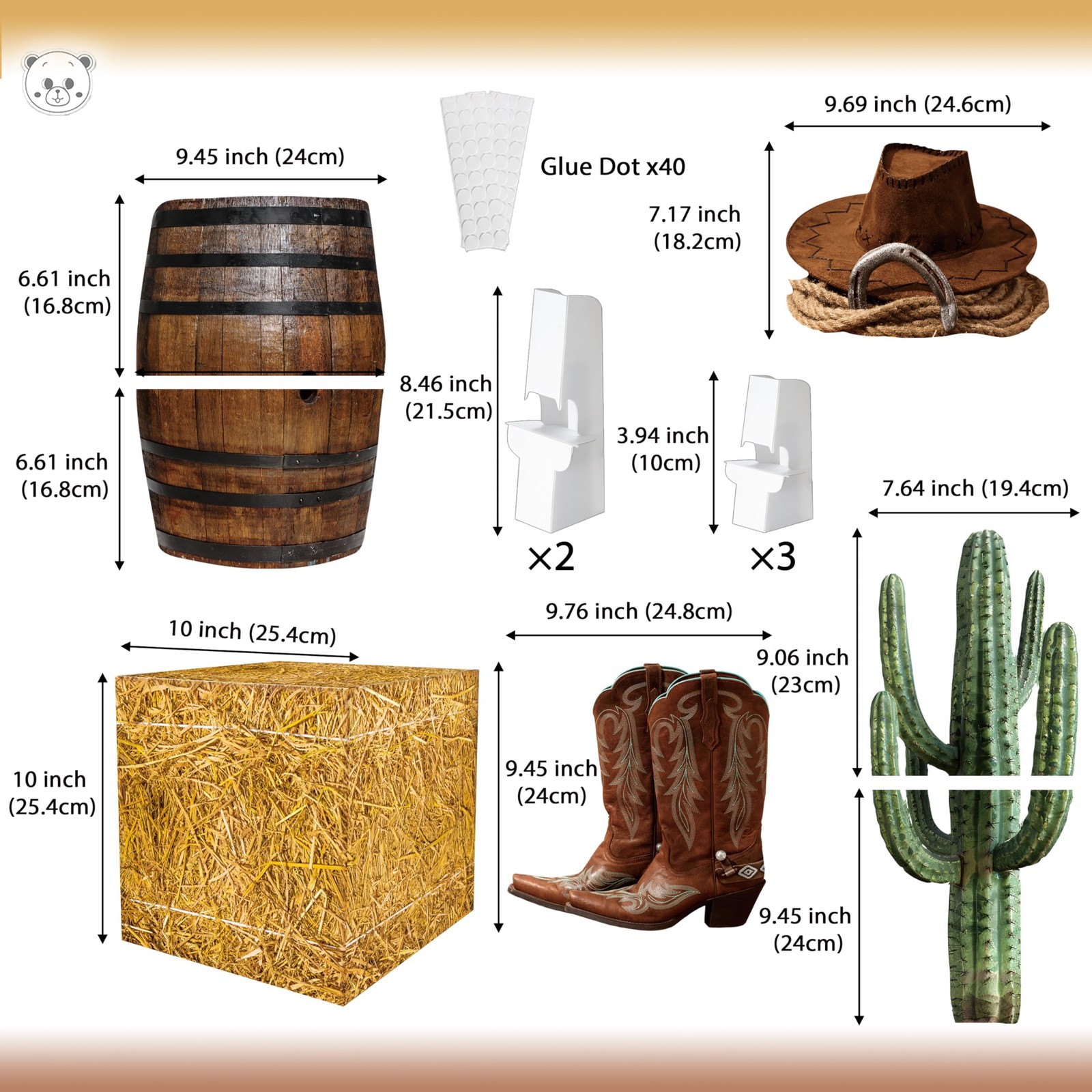 10 Pcs Cowboy Party Decorations Set, 6 Pcs Hay Bales Boxes and 4 Pcs Western …
