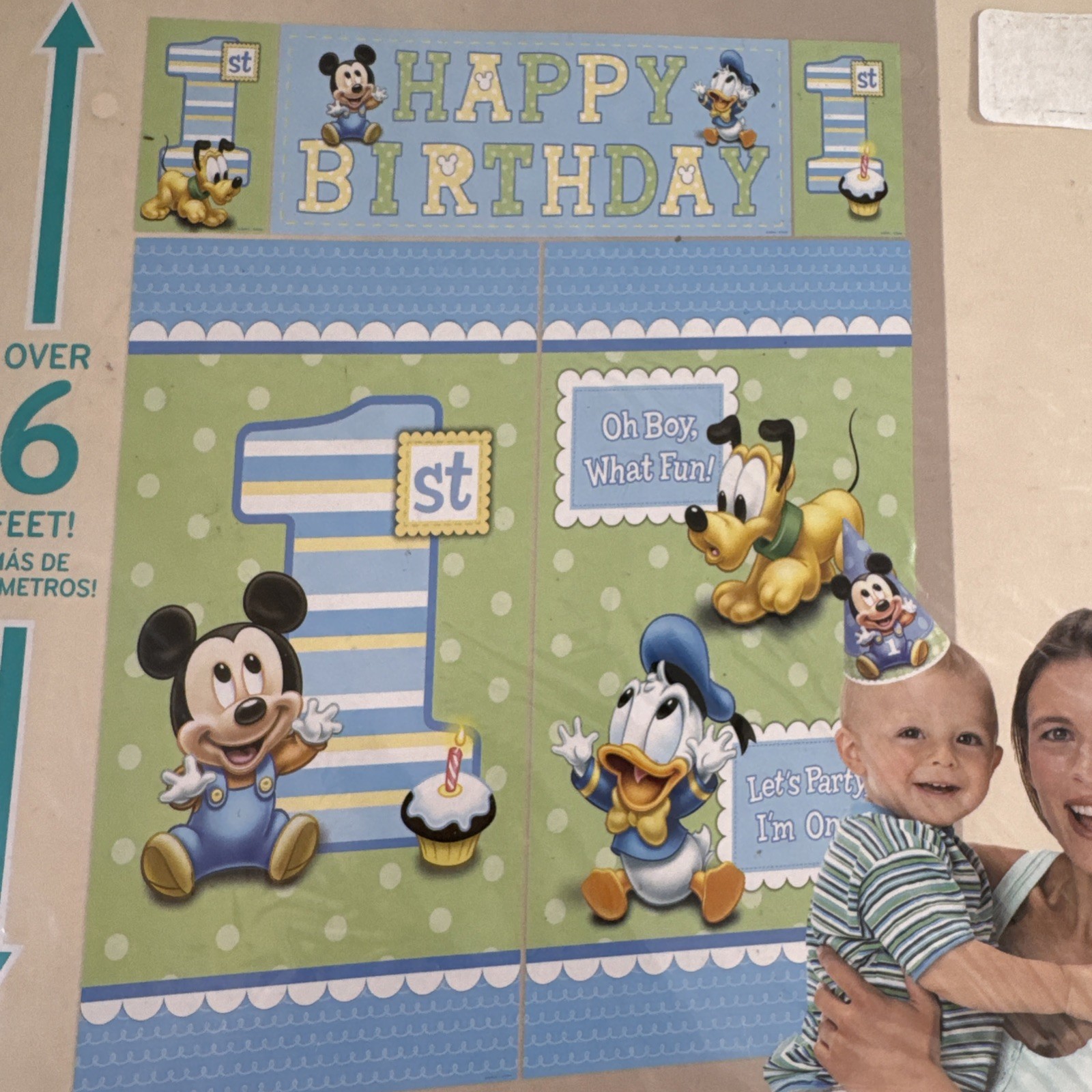 Disney Baby Mickey Mouse 1st Birthday Wall Banner Scene Setter 5pc Over 6ft