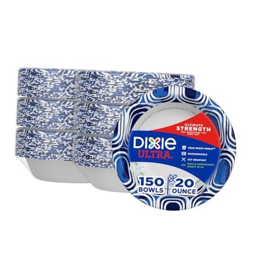 , Large Paper Bowls, 20 Oz, 150 Count (6 packs 150 Count (Pack of 1) 20 Ounces