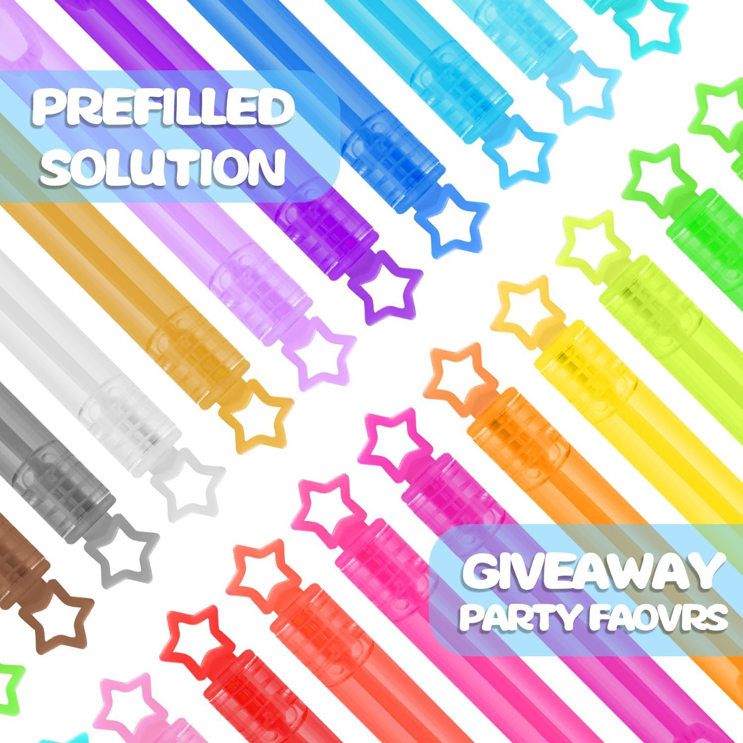 300 Pack 20 Colors Neon Bubbles Bulk in Gift Box, Mini Star Bubble Wand Party Fa