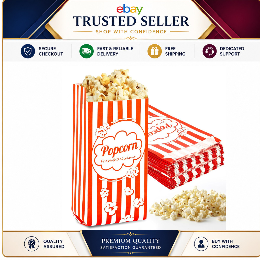 100PCS Popcorn Bags Individual Servings – MAQIHAN Disposable Paper Popcorn…