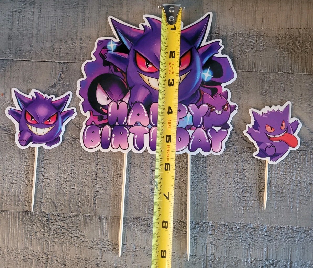 Pokemon GENGAR Happy Birthday String Banner & Cake / Cupcake Toppers (B2-G1)