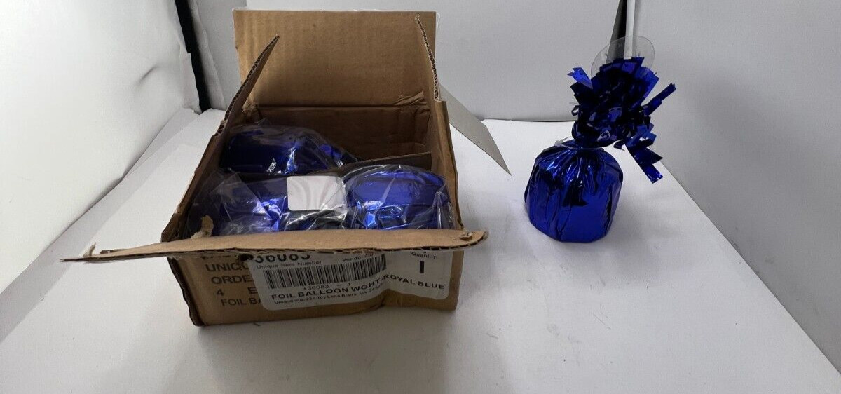 (QTY 4) Foil Balloon Weight Party Decorations, Royal Blue 36083