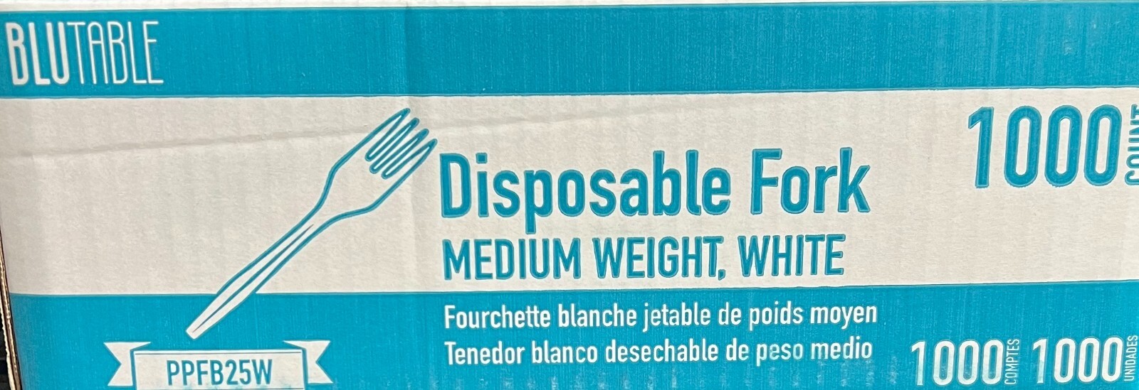 MEDIUM WEIGHT WHITE DISPOSABLE PLASTIC FORKS 1000CT