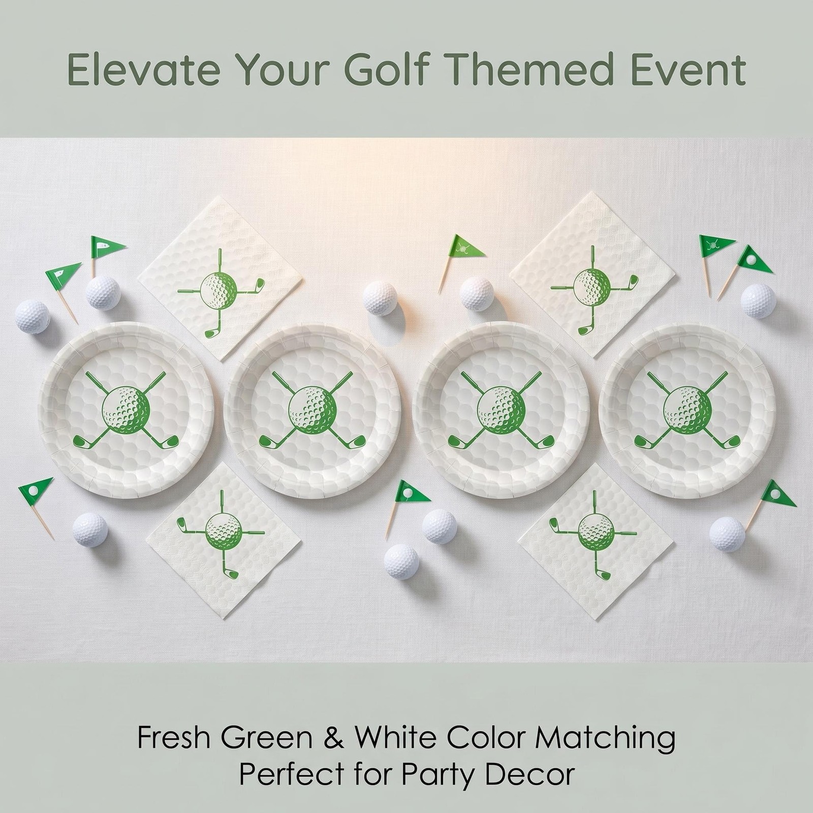 50 Pcs Golf Plates and Napkins Set, 7 Inch Golf Birthday Decorations Dinner D…