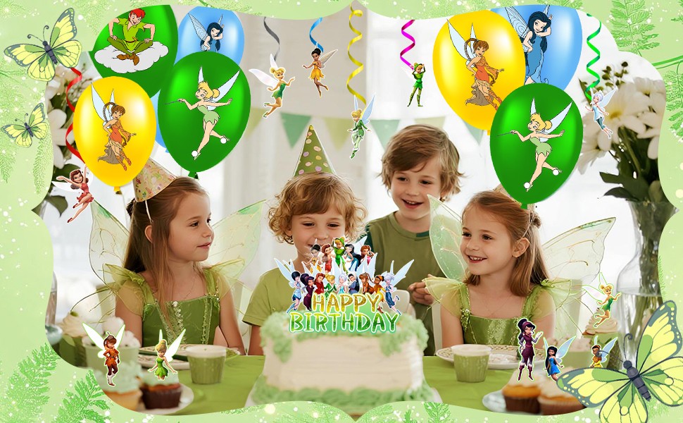 33 Pcs Tinker Bell Party Decoration Tinkerbell Birthday Supplies Balloons Banner