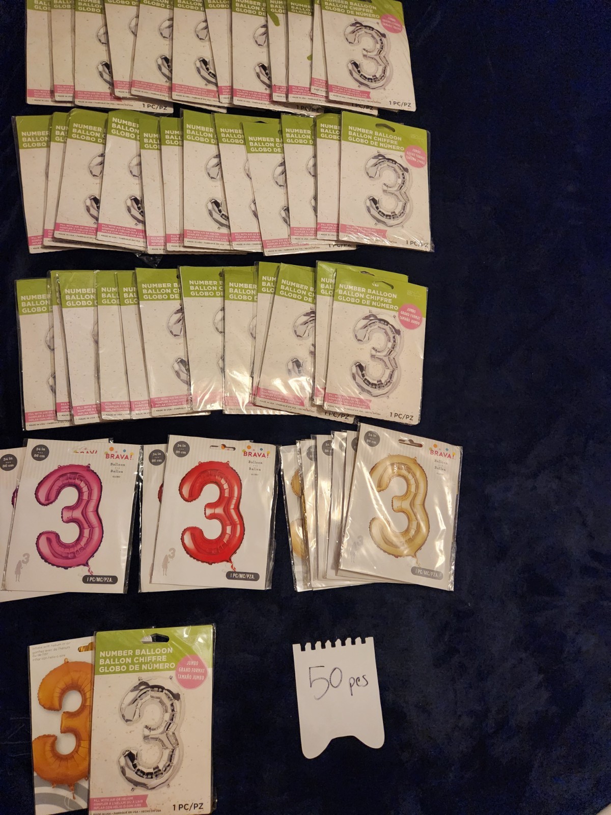 Lot of 370 Jumbo Foil Balloons Assorted Numbers Party Birthday Bulk *see Photos