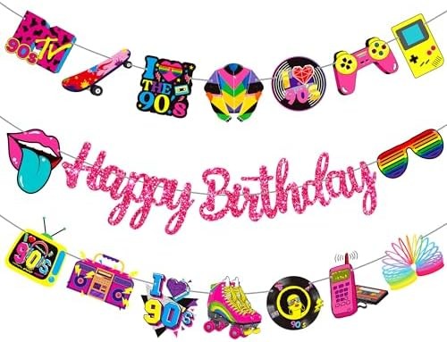 90s Theme Birthday Party Banners Retro 1990s Birthday Party Decorations Retro St