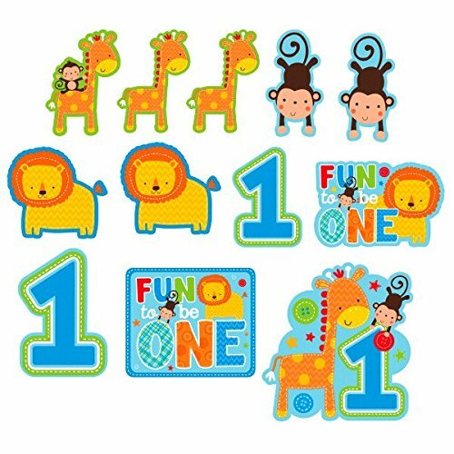 1st birthday decorations 12 pack cutouts Animals fun to be one boy or girl