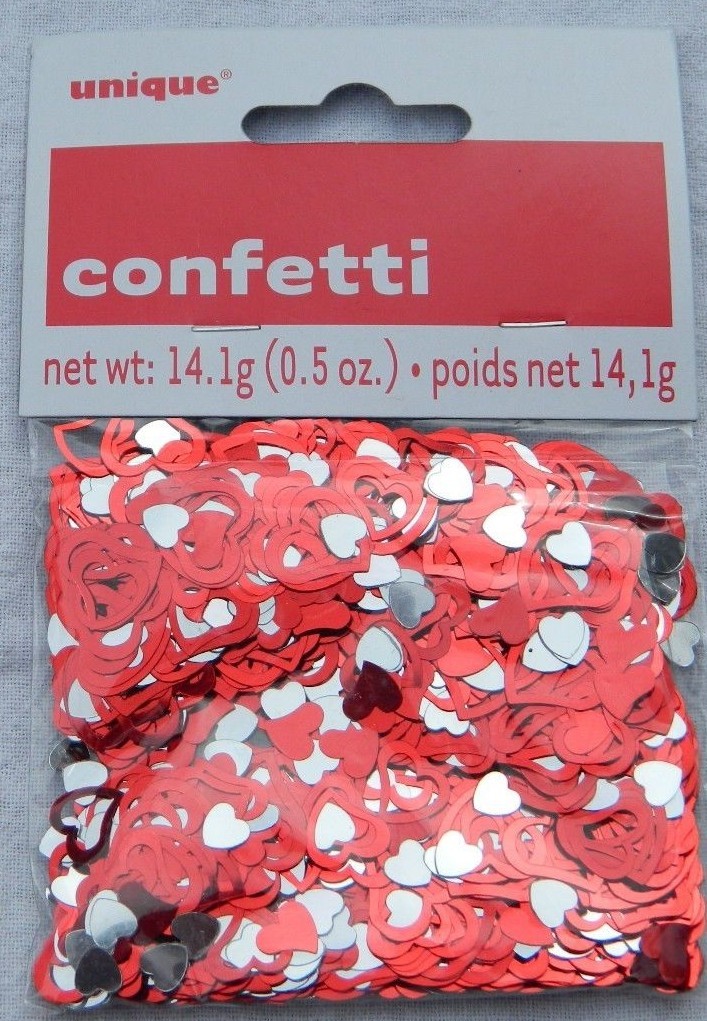 Unique 0.5oz (14.1g) Hearts Foil Confetti – Choice of 1, 3, 6, or 12 Packs – NIP