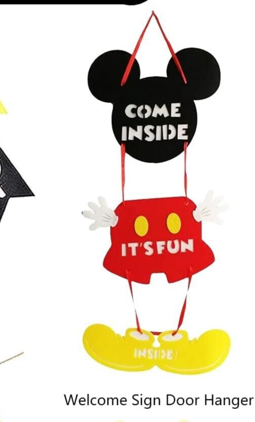 1st Birthday Cartoon Mouse Decorations – Banners, Balloons, Door Hanger, Crown..