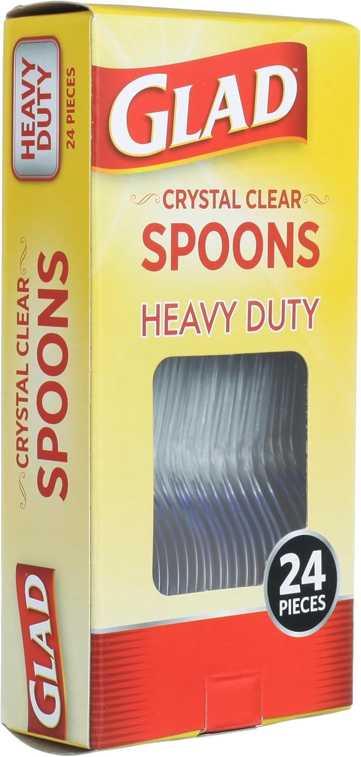Glad Clear Plastic Spoons – Dishwasher Safe Clear Disposable Heavy Duty Utensils