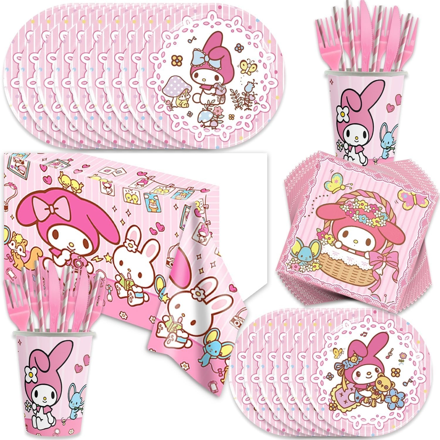 141Pcs Melody Parties Party Tableware Party Disposable Dinnerware Plates Cups…