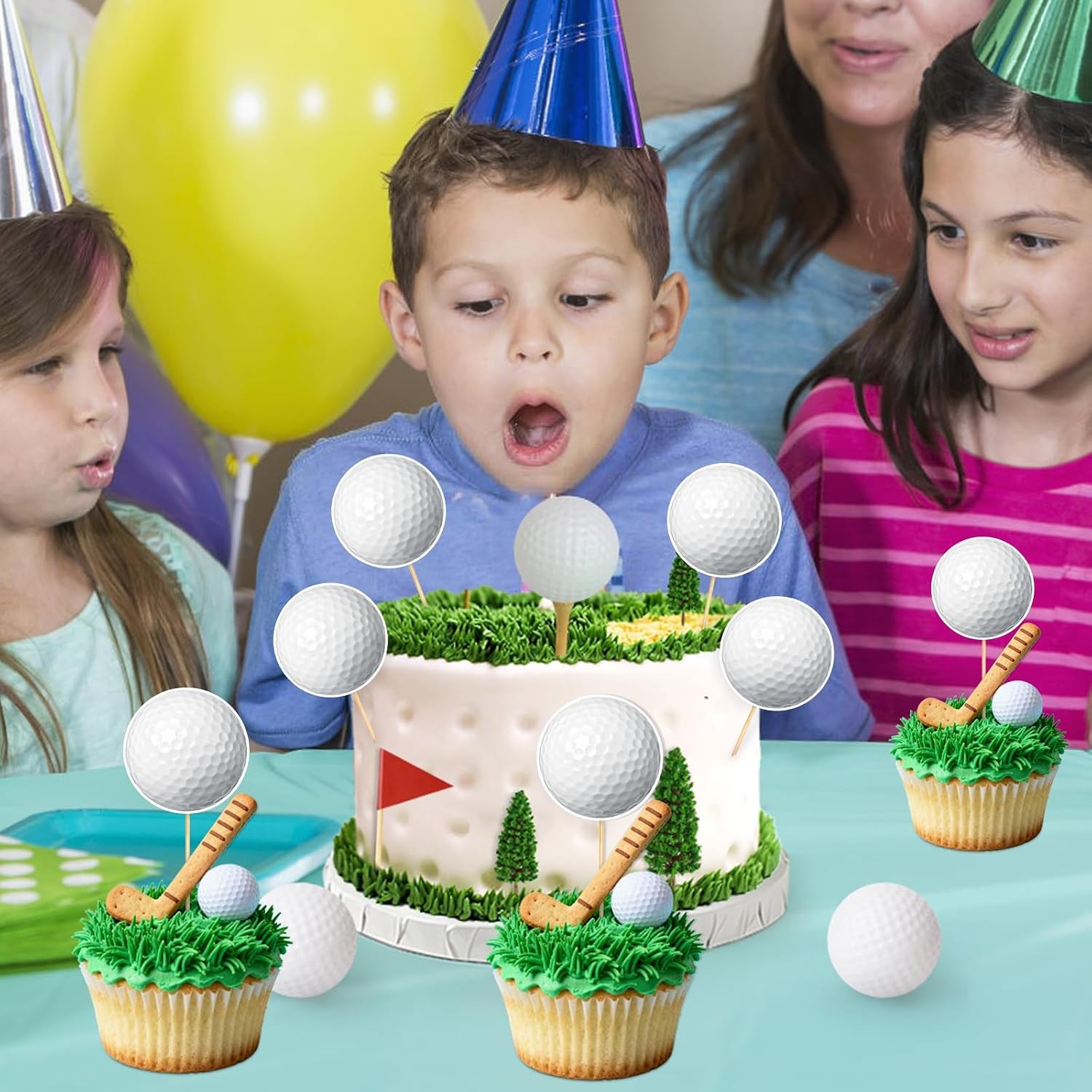 40 Pcs Golf Cupcake Toppers, Sports Birthday Party Decorations for Boys