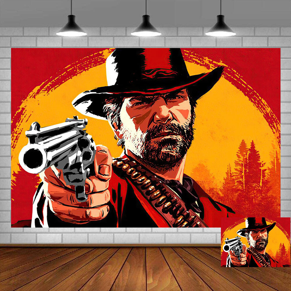 Red Dead Redemption Party Decorations Backdrop Banner Poster Birthday Gift