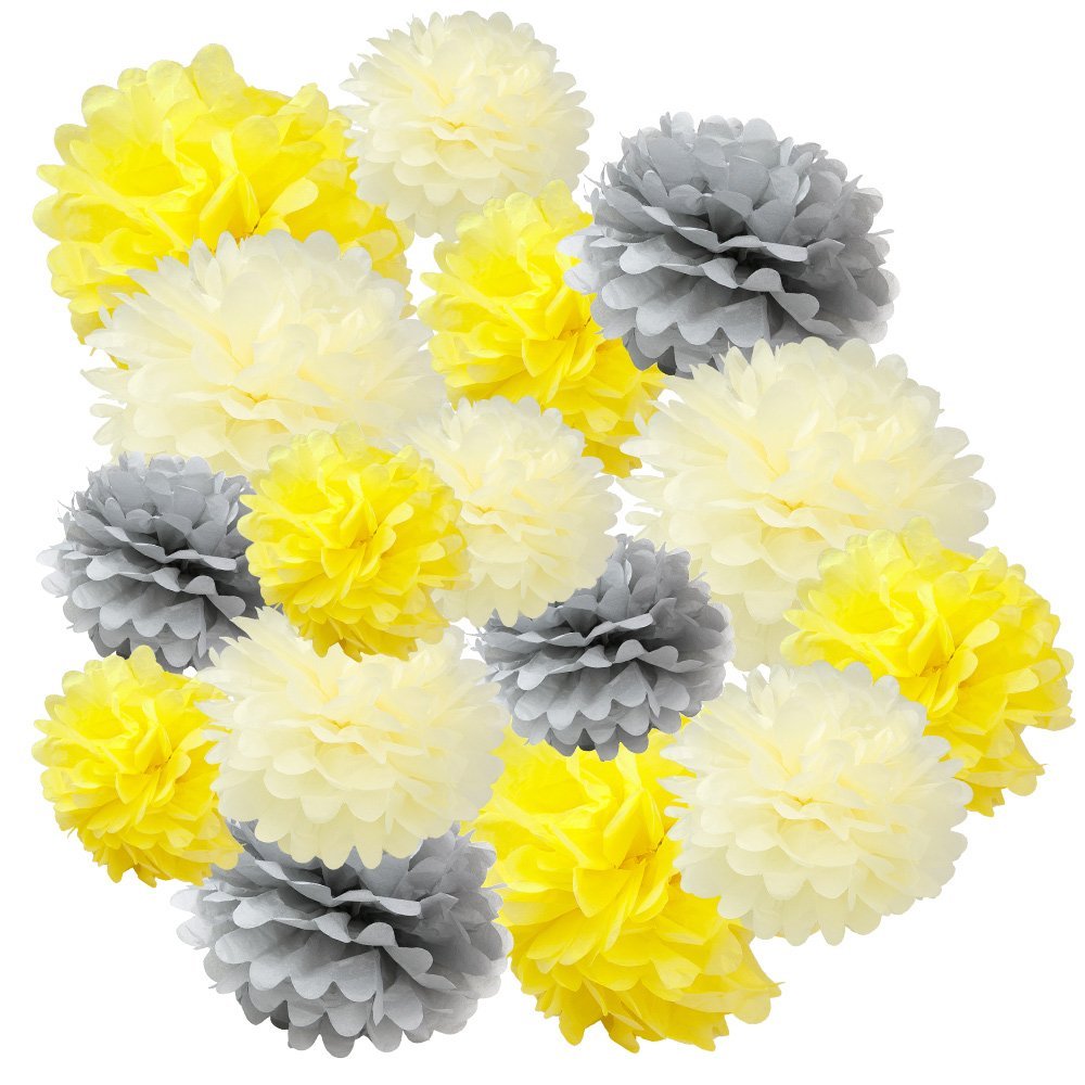 Paper Tissue Pom Poms 8″ 12″ 14″ Party Decoration Honey Yellow Muiti Color 32pk