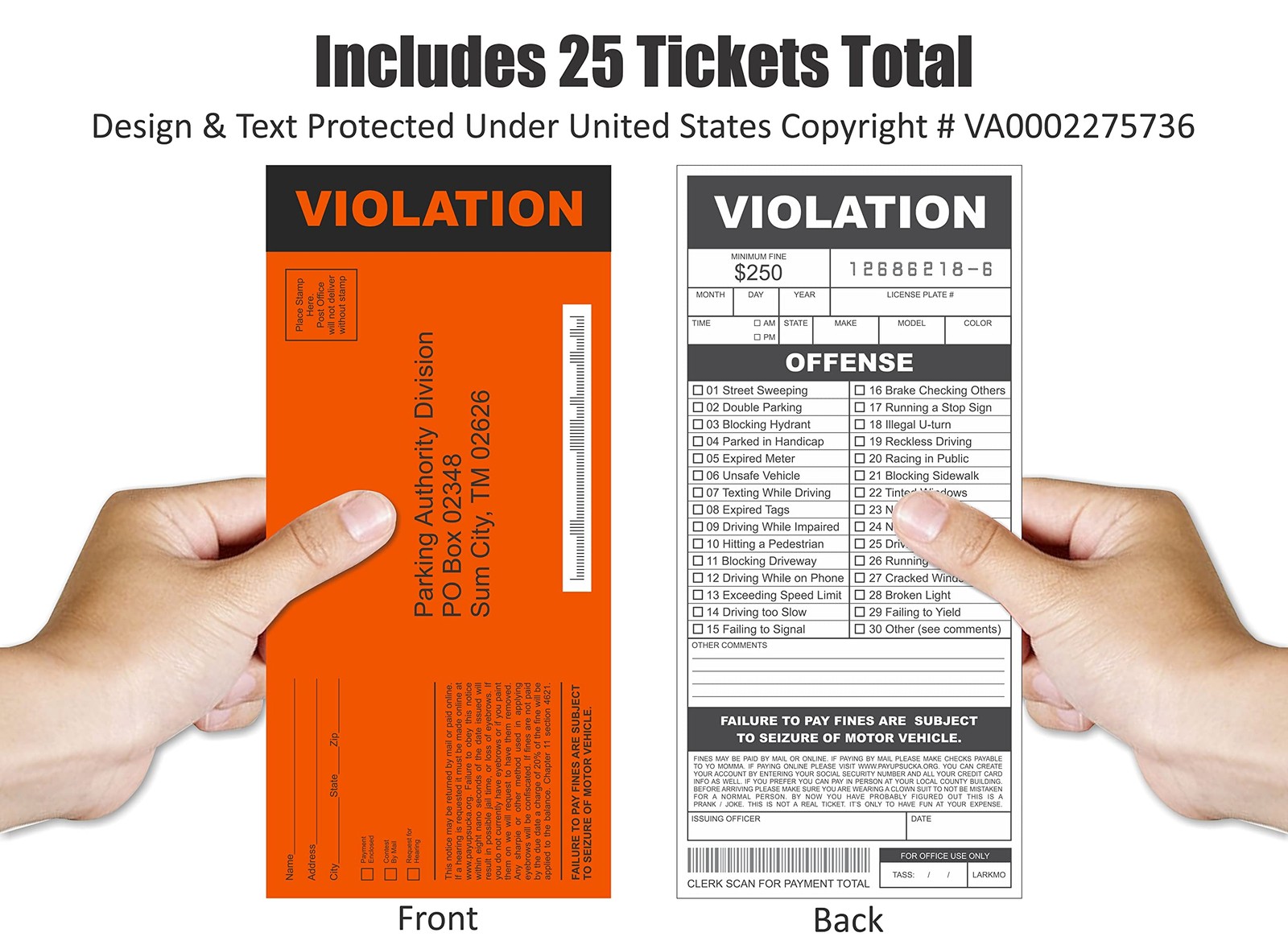 Larkmo Fake Parking Tickets Prank – Qty 25, Joke Violation Parking, Funny Gag Pr