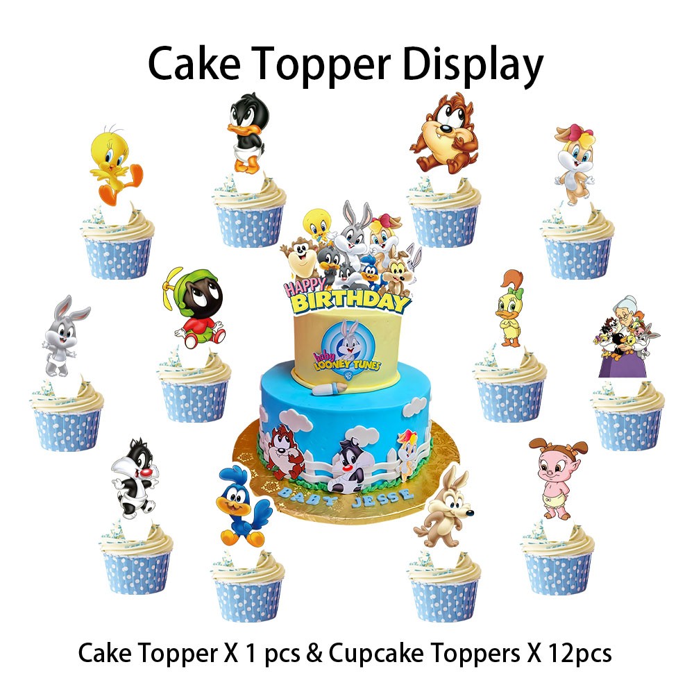 Baby Looney Tunes Party Supplies Set Balloons Cake Toppers Banner Birthday Decor