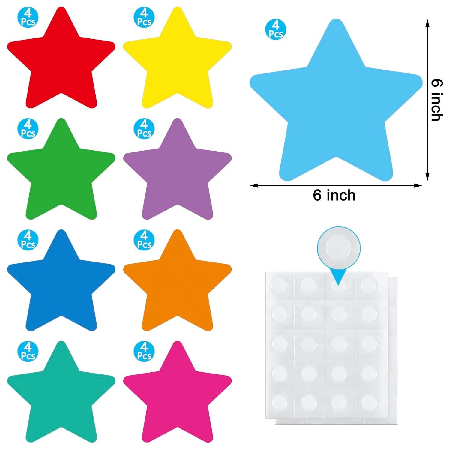 36 Pcs Star Cutouts Assorted Color Paper Star Cutouts for Bulletin Board Back to