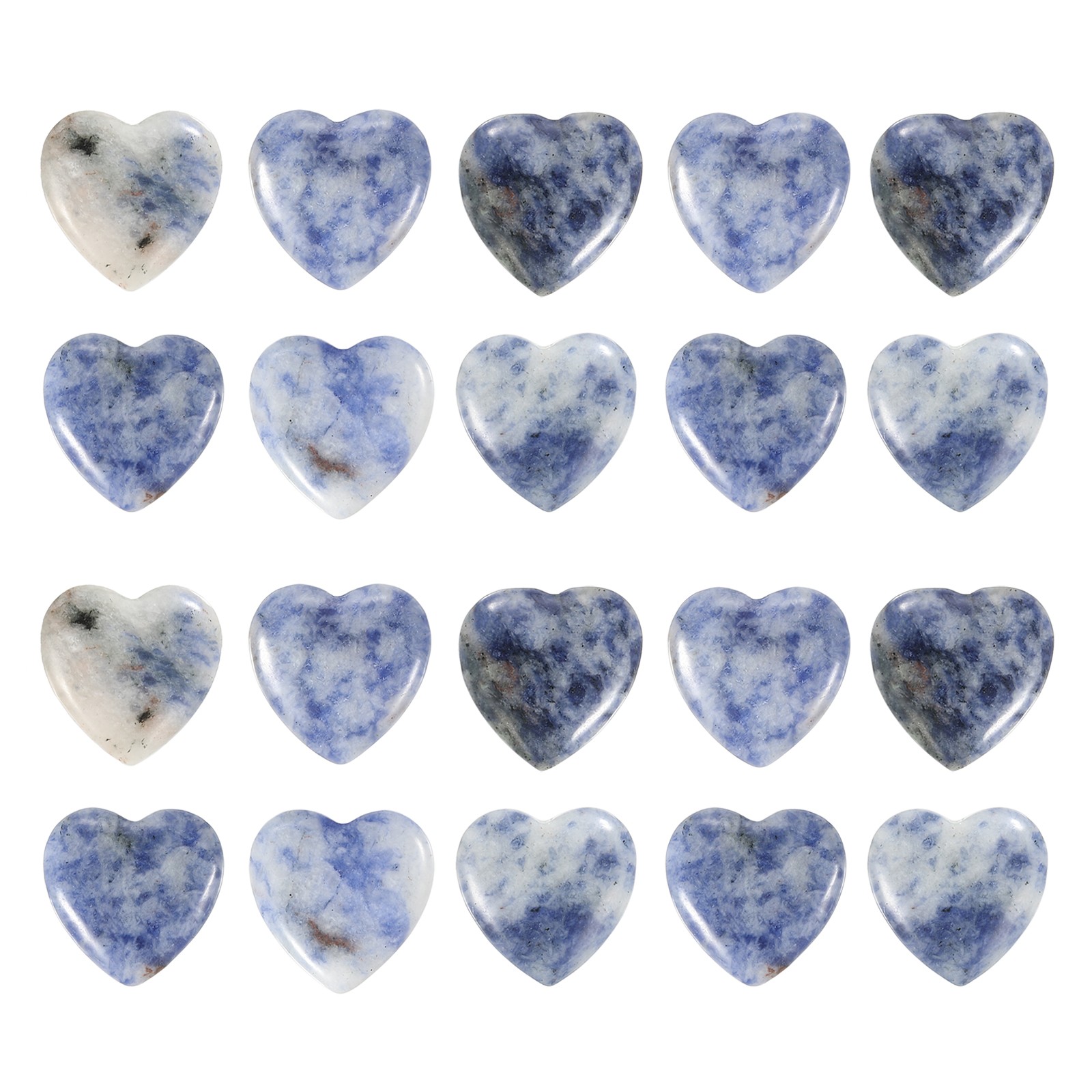 20 Pcs Heart Crystals Stone Natural Crystal Love Gemstone Bulk Set Blue