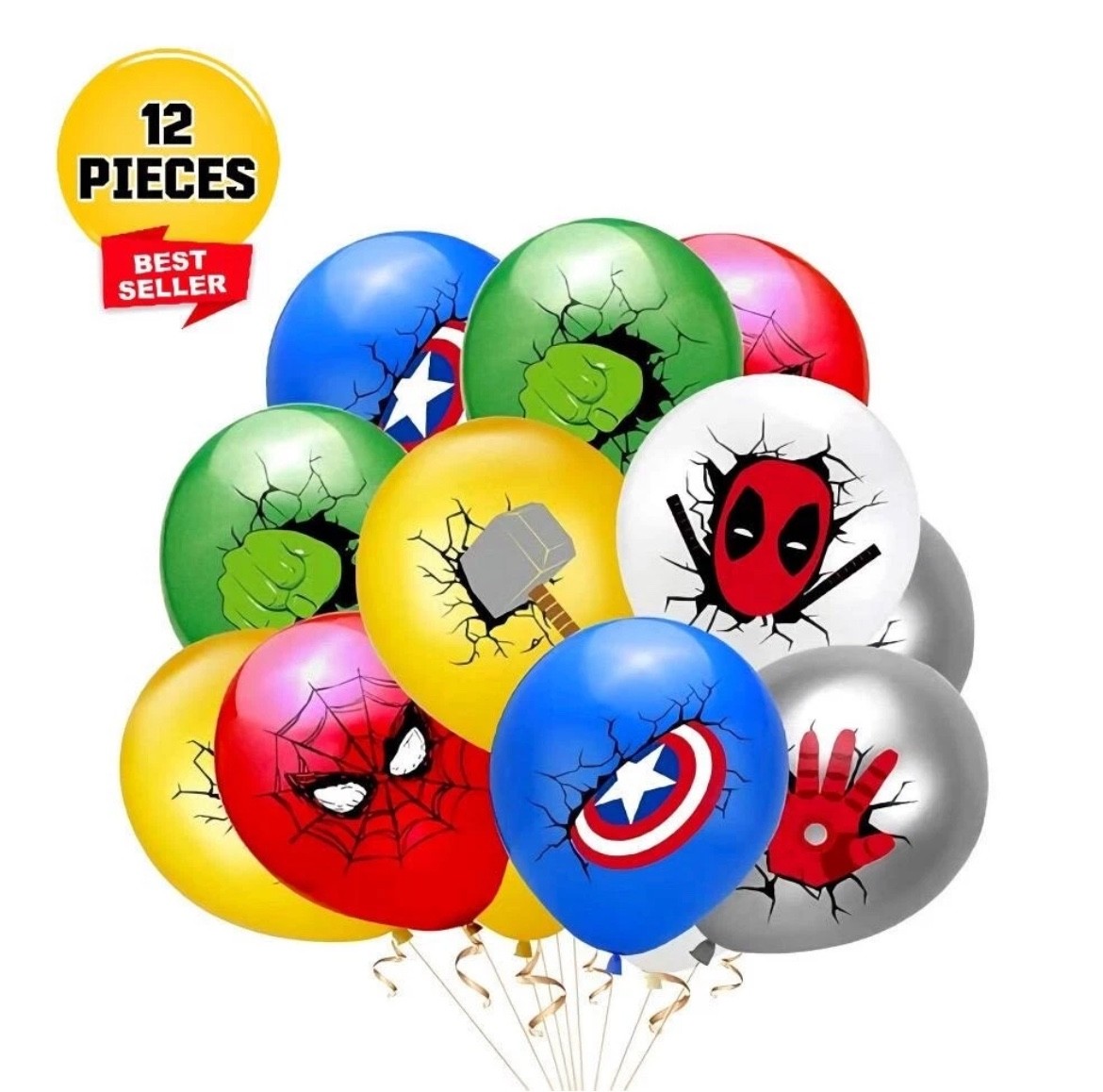 Superhero Party Set Balloons Banner Cake Toppers Marvel Avengers Decorations