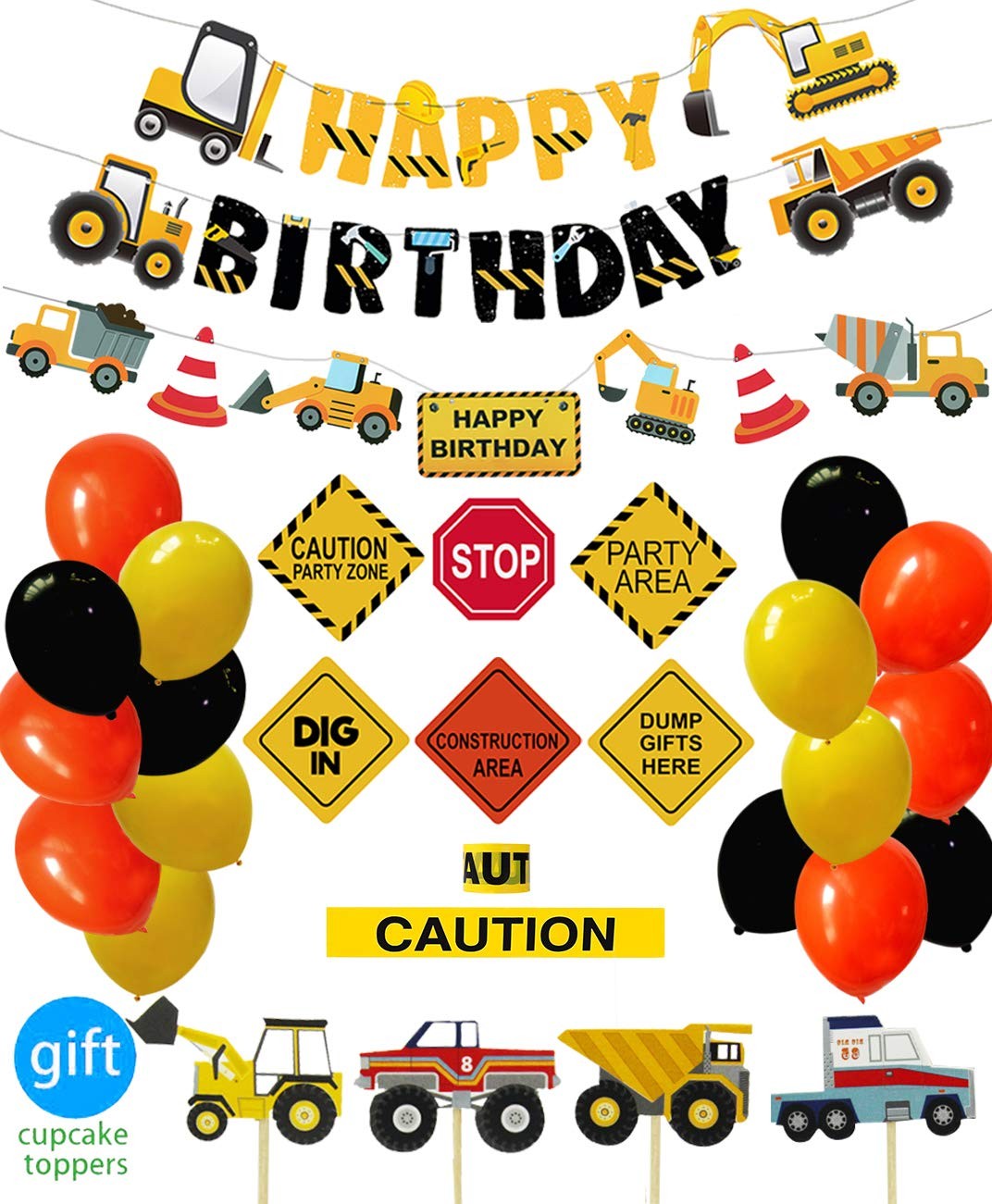 Construction Birthday Party Supplies Dump Truck Party Decorations Kits Set fo…
