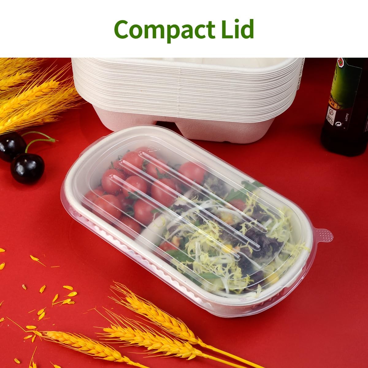 50 Pack Large 2 Compartment Paper Bowls with Lids, Divider Food Containers Di…
