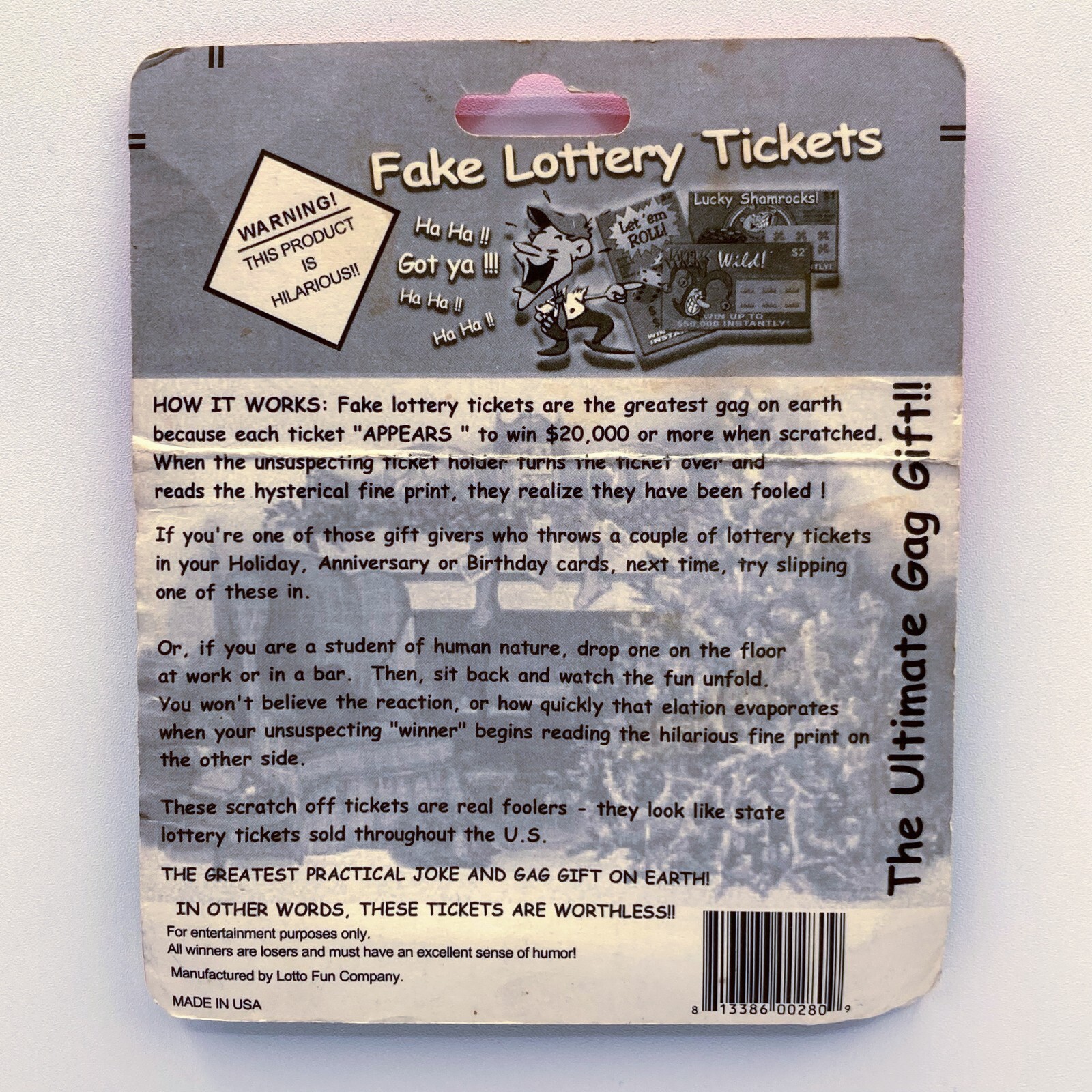 Gag Fake Lottery Tickets Pack of 3 Phony Scratchers Prank Surprise Joke Birthday