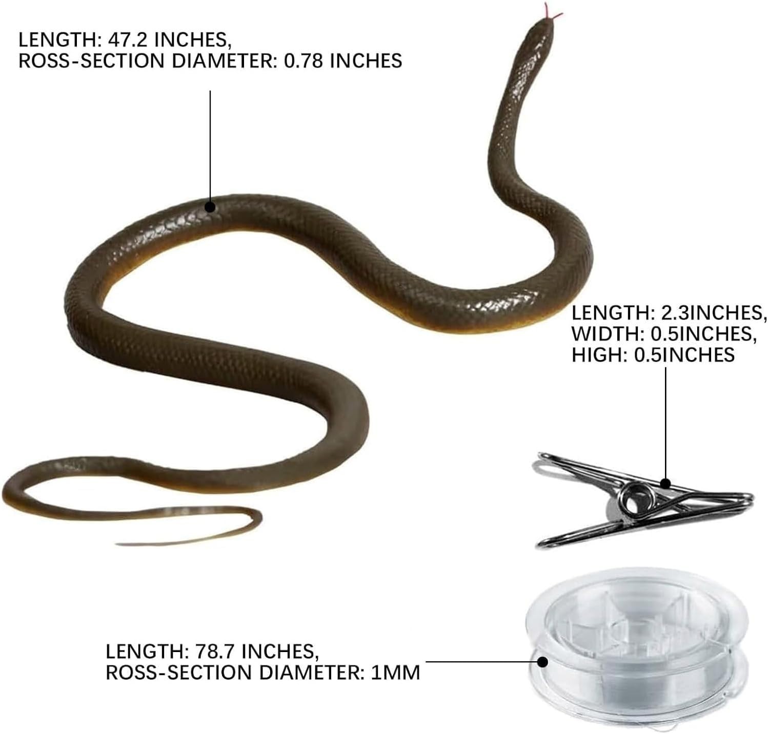 Fake Snake, 2025 Snake Prank with String Clip, Realistic Snake Prank, Rubber …
