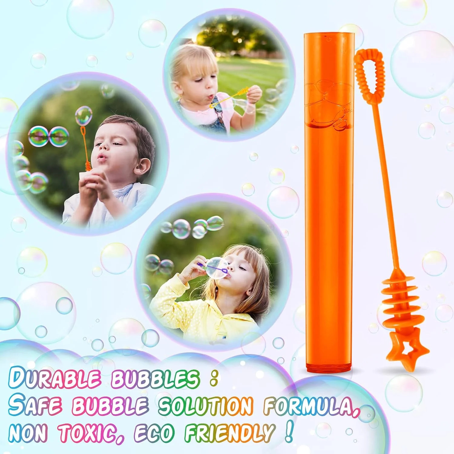 300 Pcs Mini Bubble Wands in 10 Colors, Bulk Party Favors for Kids, Themed Birth