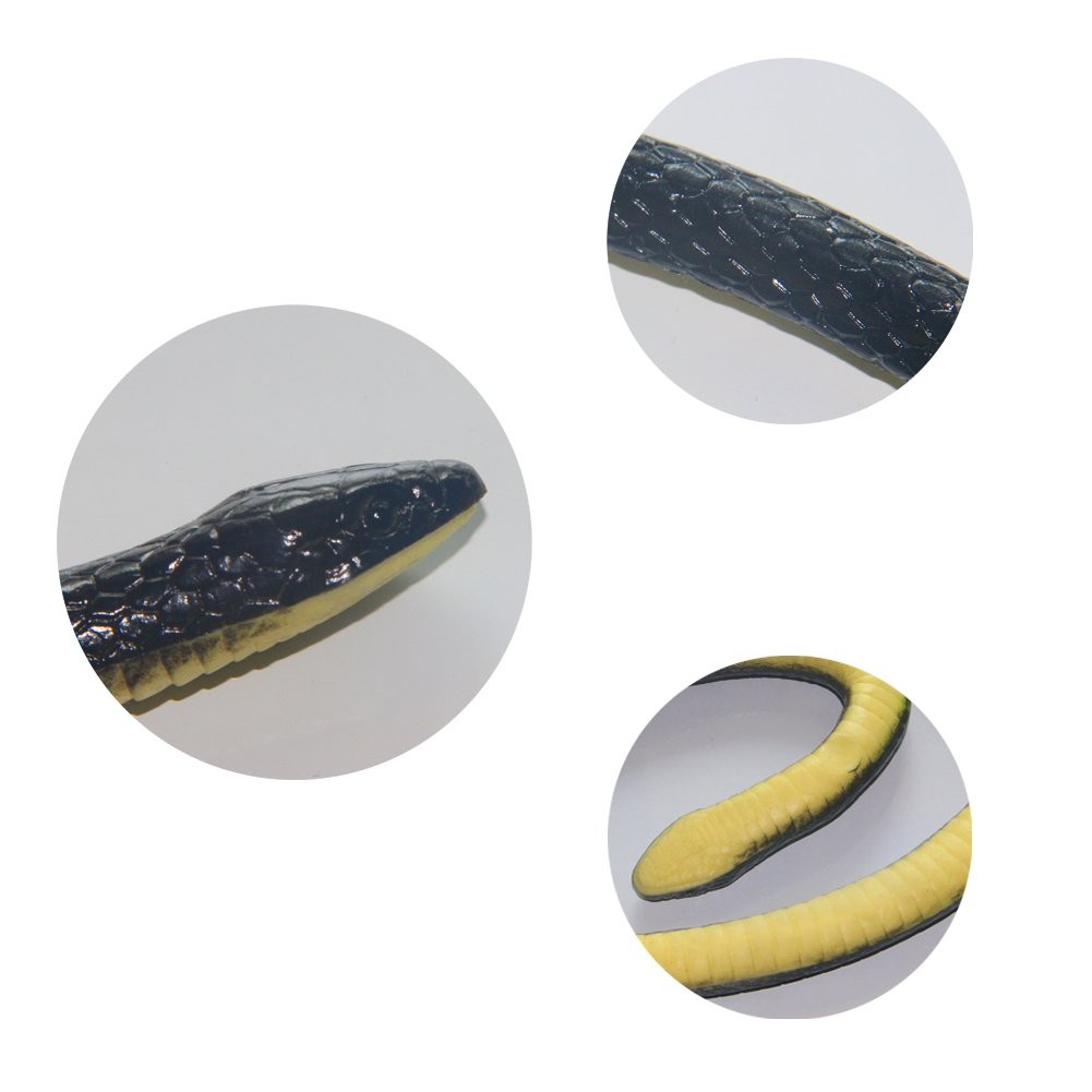NAKIMO Realistic Rubber Fake Snake Toy 50 Inch Mamba for Garden Medium, Black