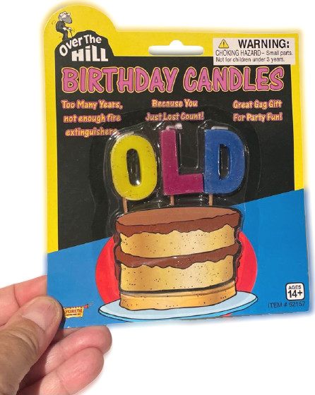 OVER THE HILL BIRTHDAY CANDLES Funny Letters OLD Age Gift Cake Joke Gag Party