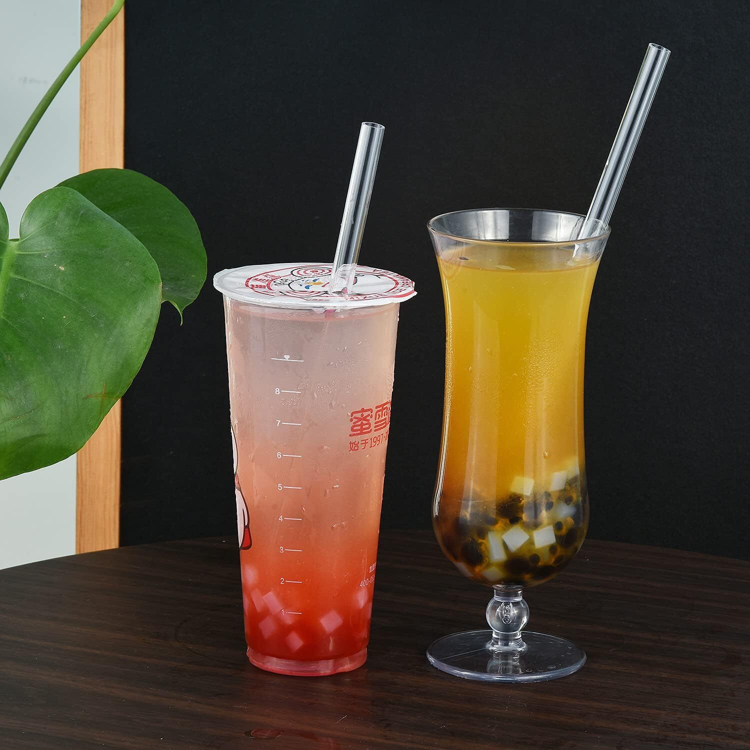 ALINK Reusable Clear Smoothie Straws, 10 in x 10 mm Jumbo 8 Piece Set,