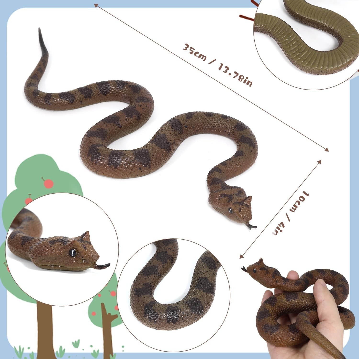 2pcs Realistic Fake Snake Toys Rubber Rattlesnake Garden Scare Decor