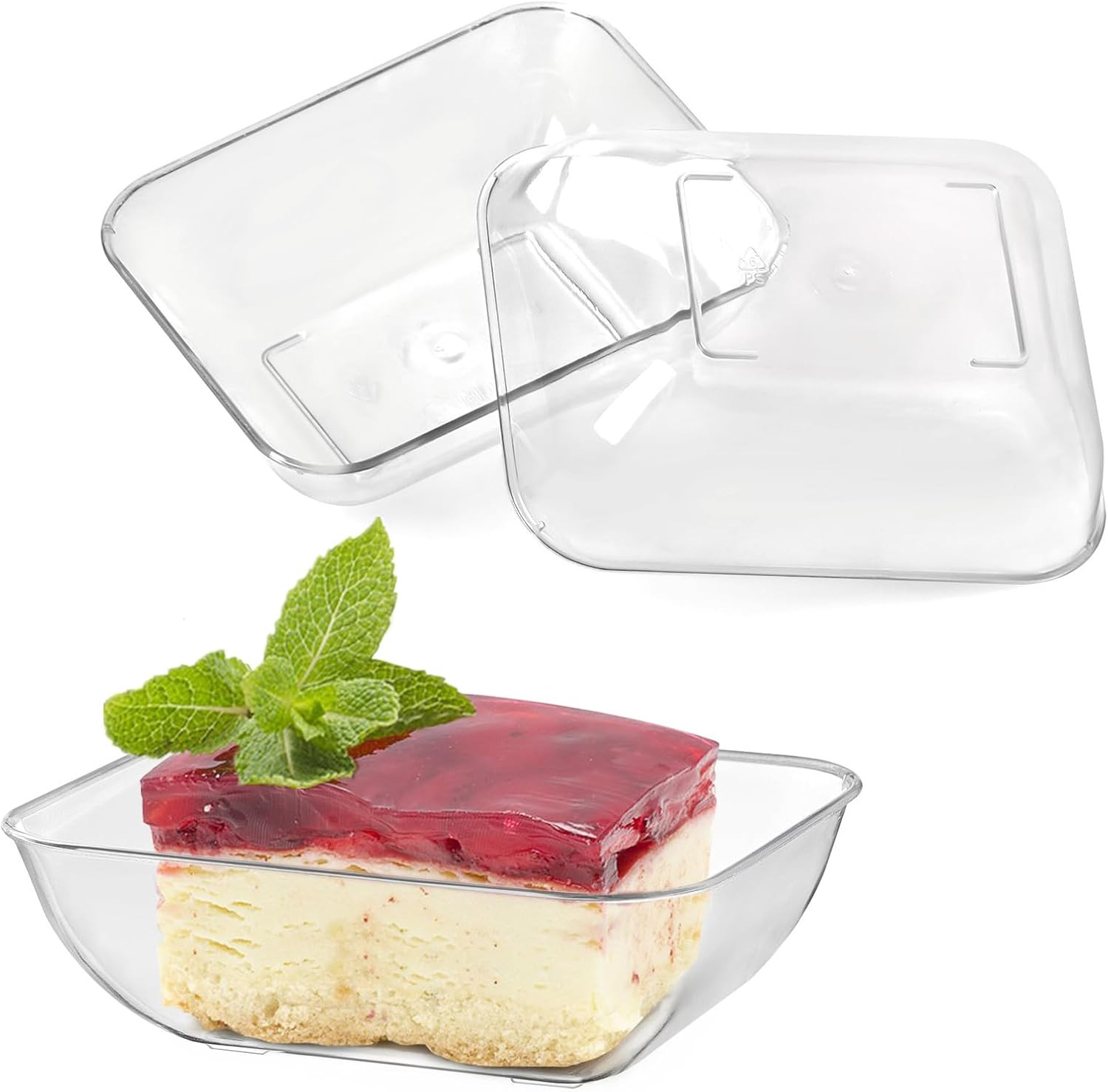 100 Pack 1.6 Oz Mini Dessert Cups, Clear Plastic Reusable Small Rectangle Party