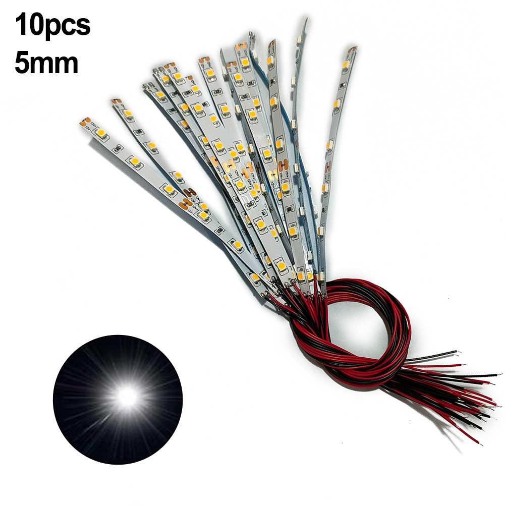 10pcs Pre Wired White Light Strip 6 LED Light Self-Adhesive Flexible 12V-18V