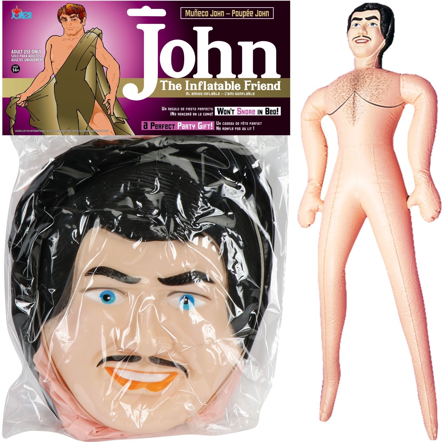 48″ Male Inflatable Blow-Up John Doll Funny Bachelorette Party Gag Gift