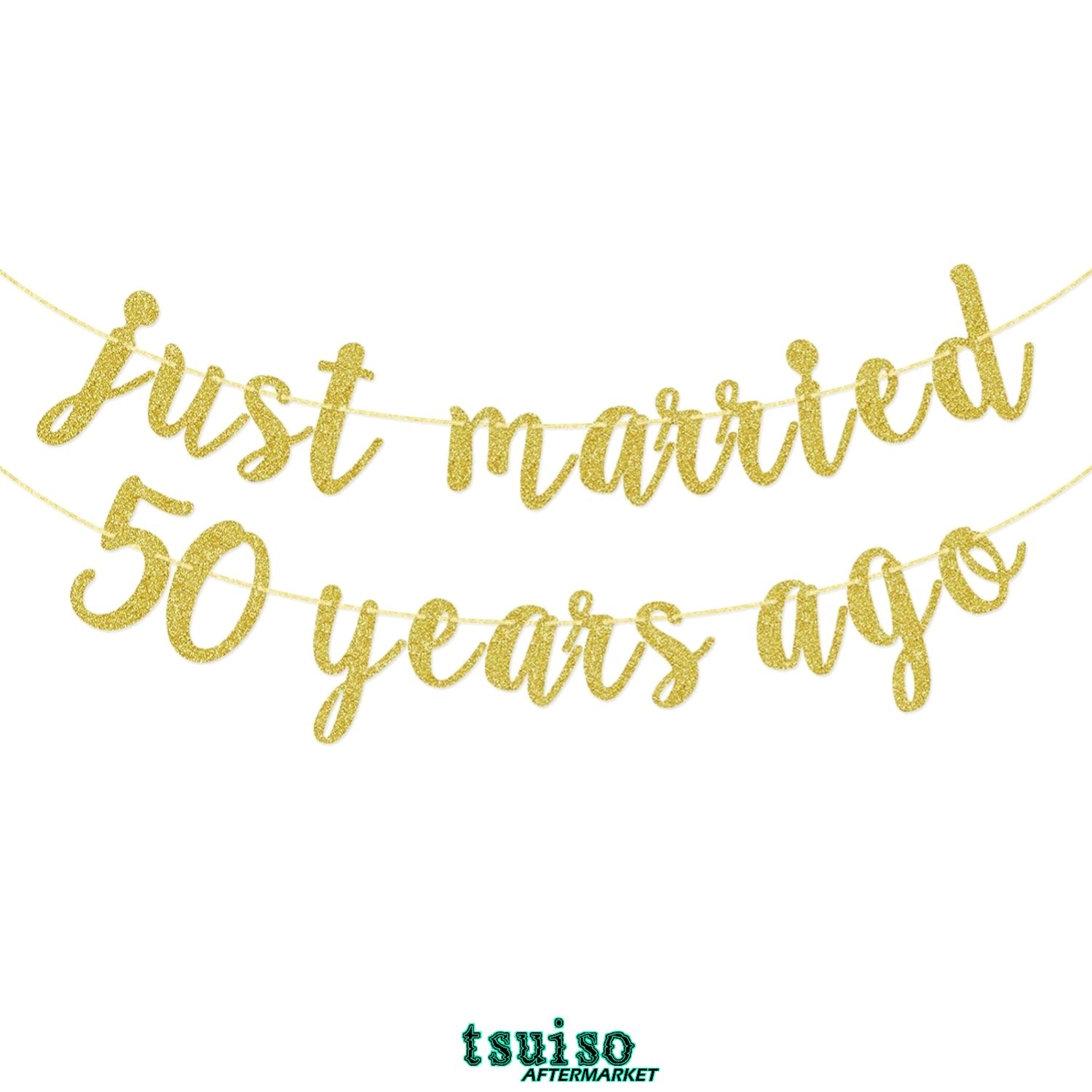 50 of Love Gold Glitter Banner – Perfect for 50th Anniversary Celebrations