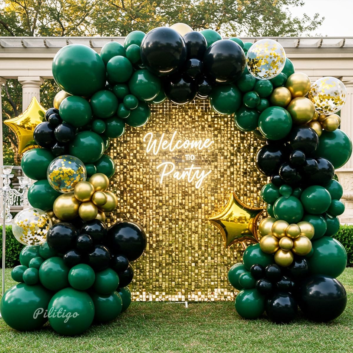 Double Dark Green Black Gold Balloon Arch Kit – 104Pcs Emerald Green Balloon …
