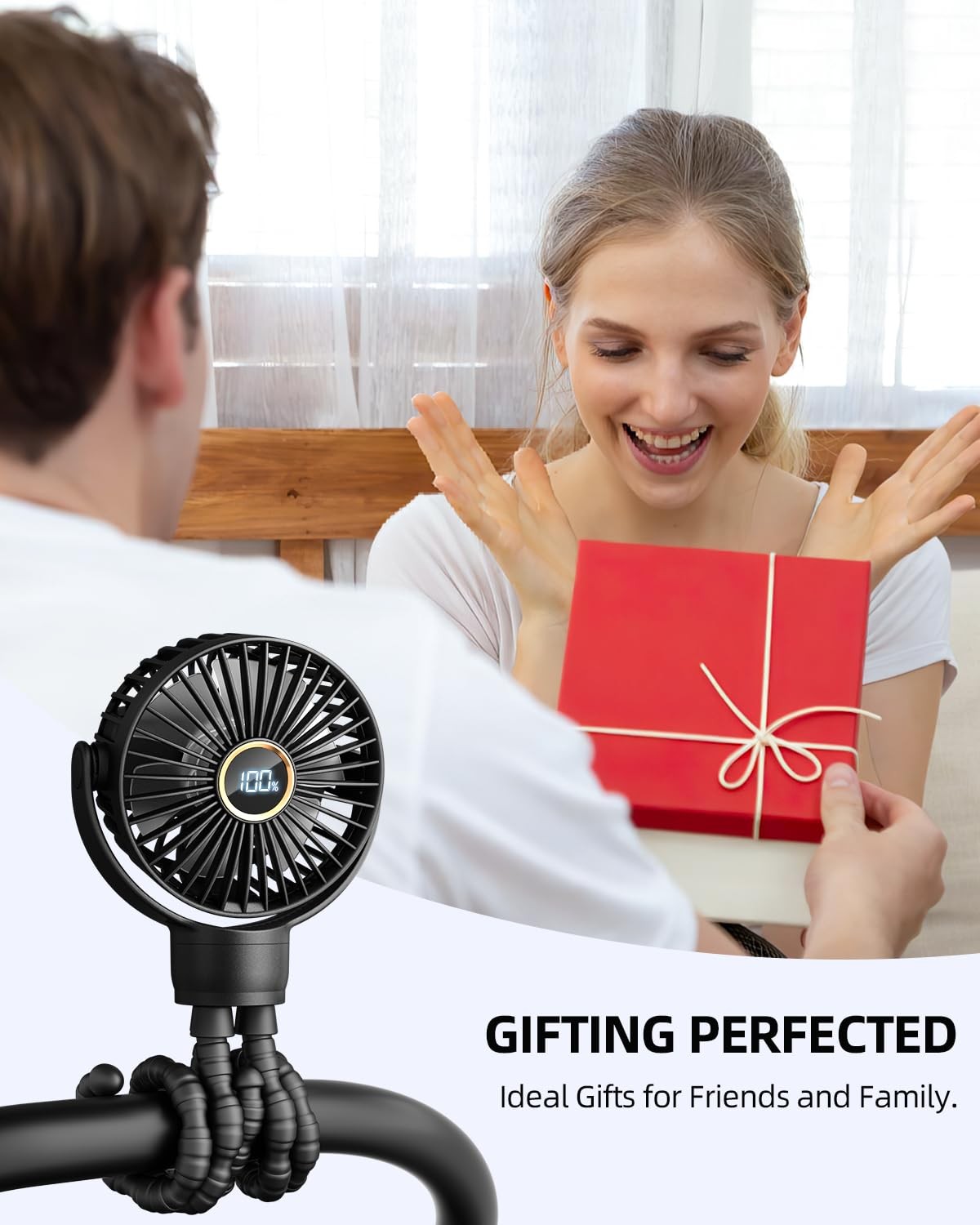 Portable Stroller Mini Fan, Small Rechargeable Personal Fan, Baby Travel Essenti