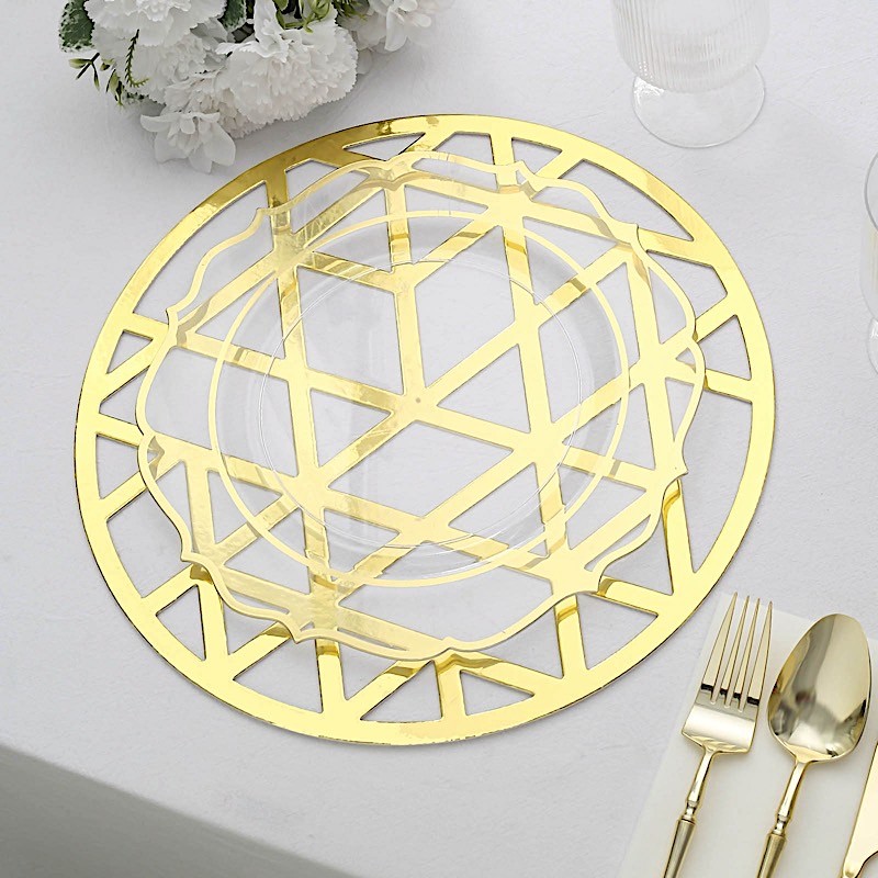 Gold 6 Metallic 13″ Laser Cut Geometric Triangle Cardboard Placemats Party Event