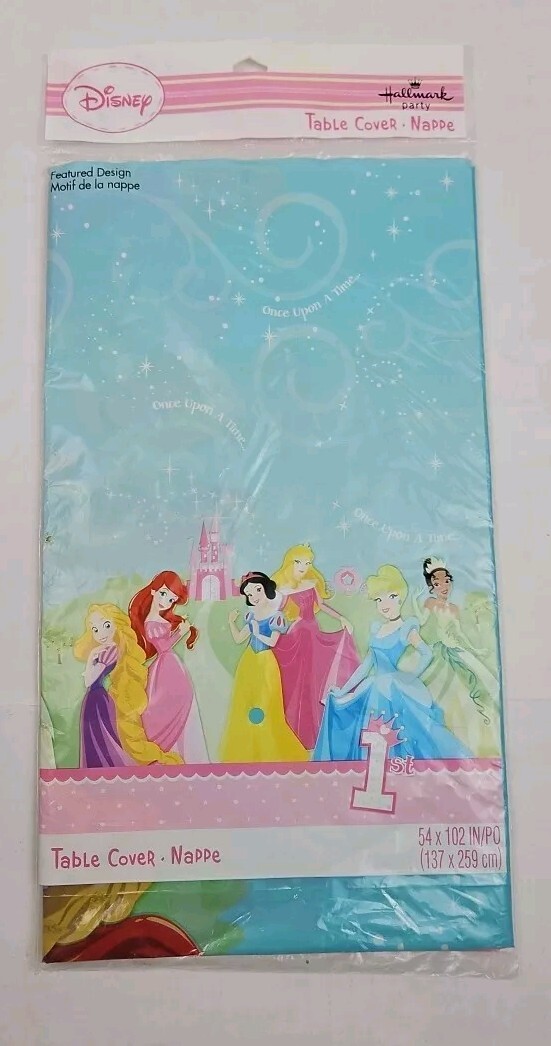 Disney Princesses 1st Birthday Plastic Table Cover 54×102 Vintage Hallmark 2012