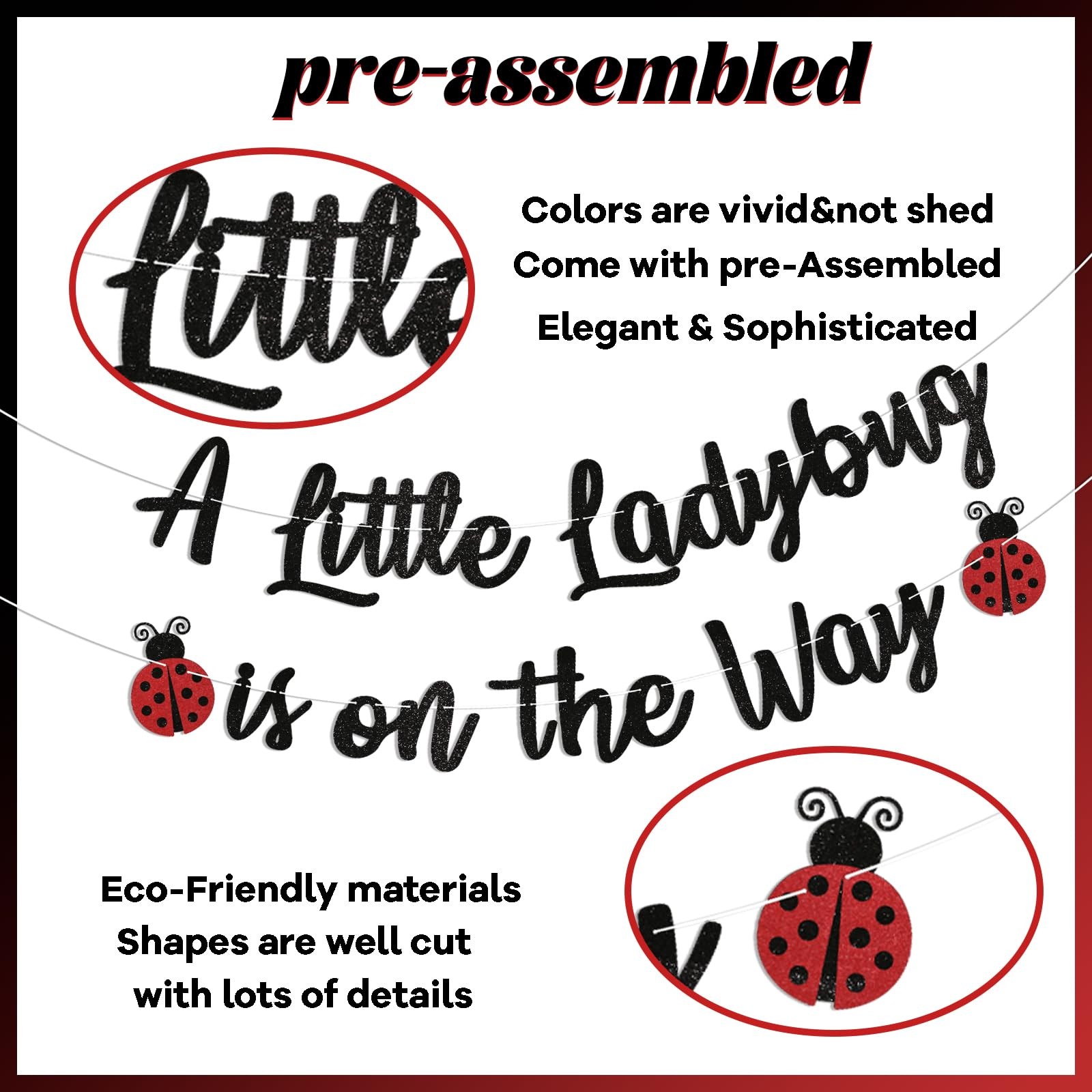 Ladybug Baby Shower Decorations – A Little Ladybug is on the Way Banner, Lady…