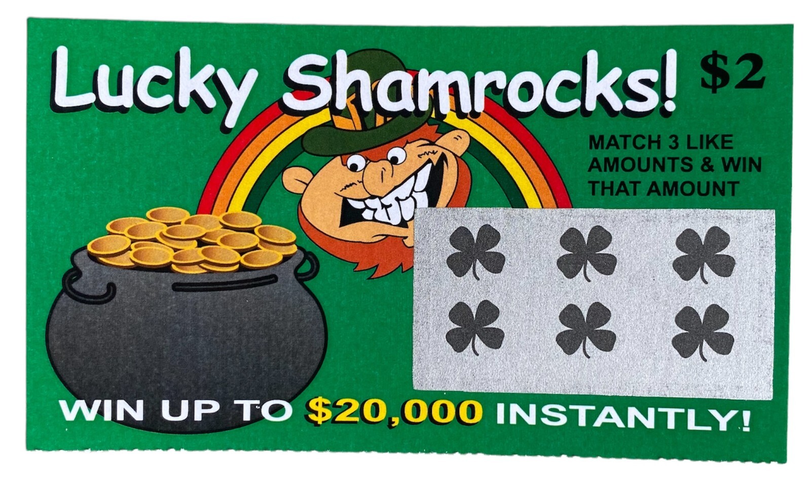 2 FAKE LOTTERY TICKETS- Prank Gag Gift-Lucky Shamrock PRANK TICKETS SCRATCH