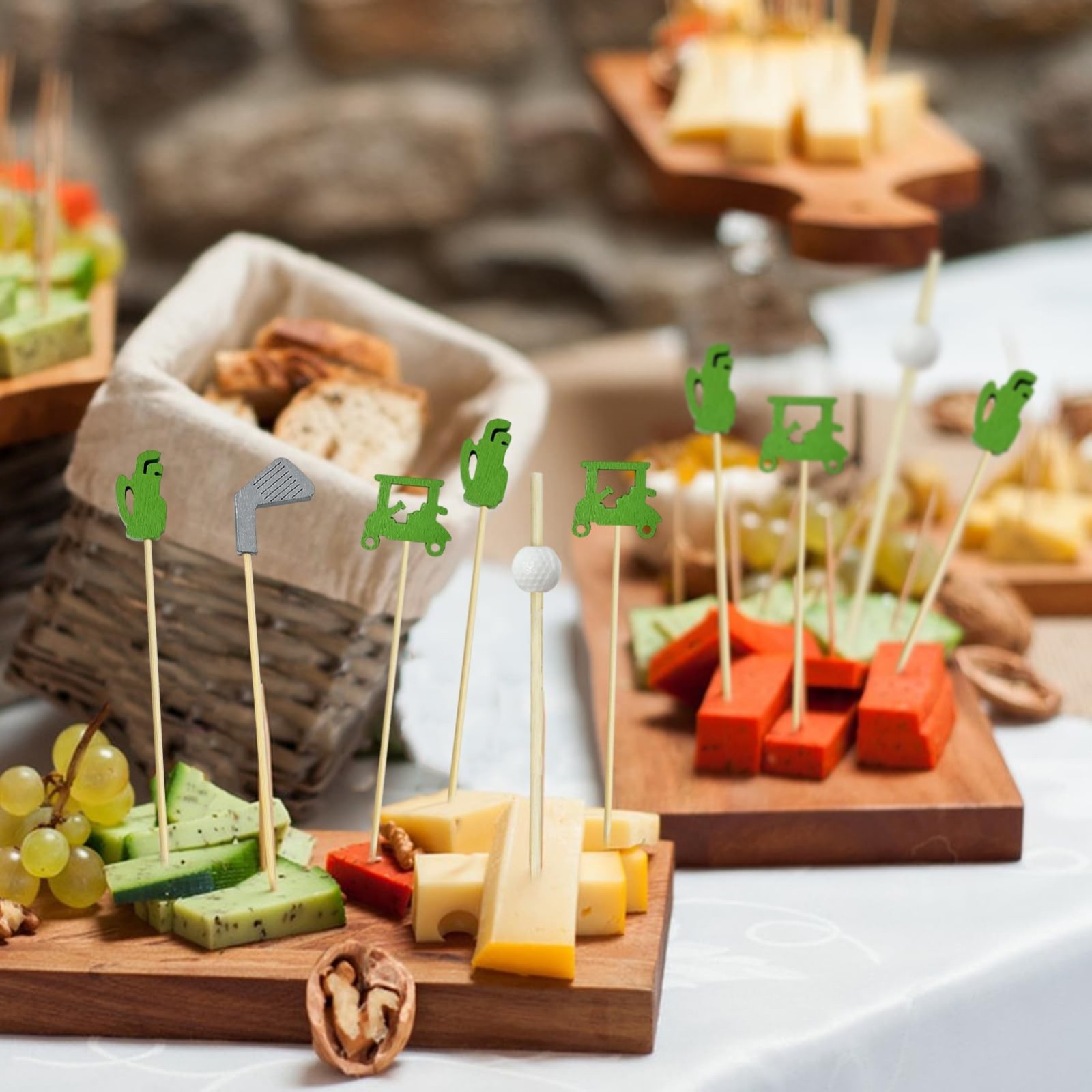 Golf Theme Cocktail Picks, 200Pcs Sandwich Fruit Toothpicks, White Supplies