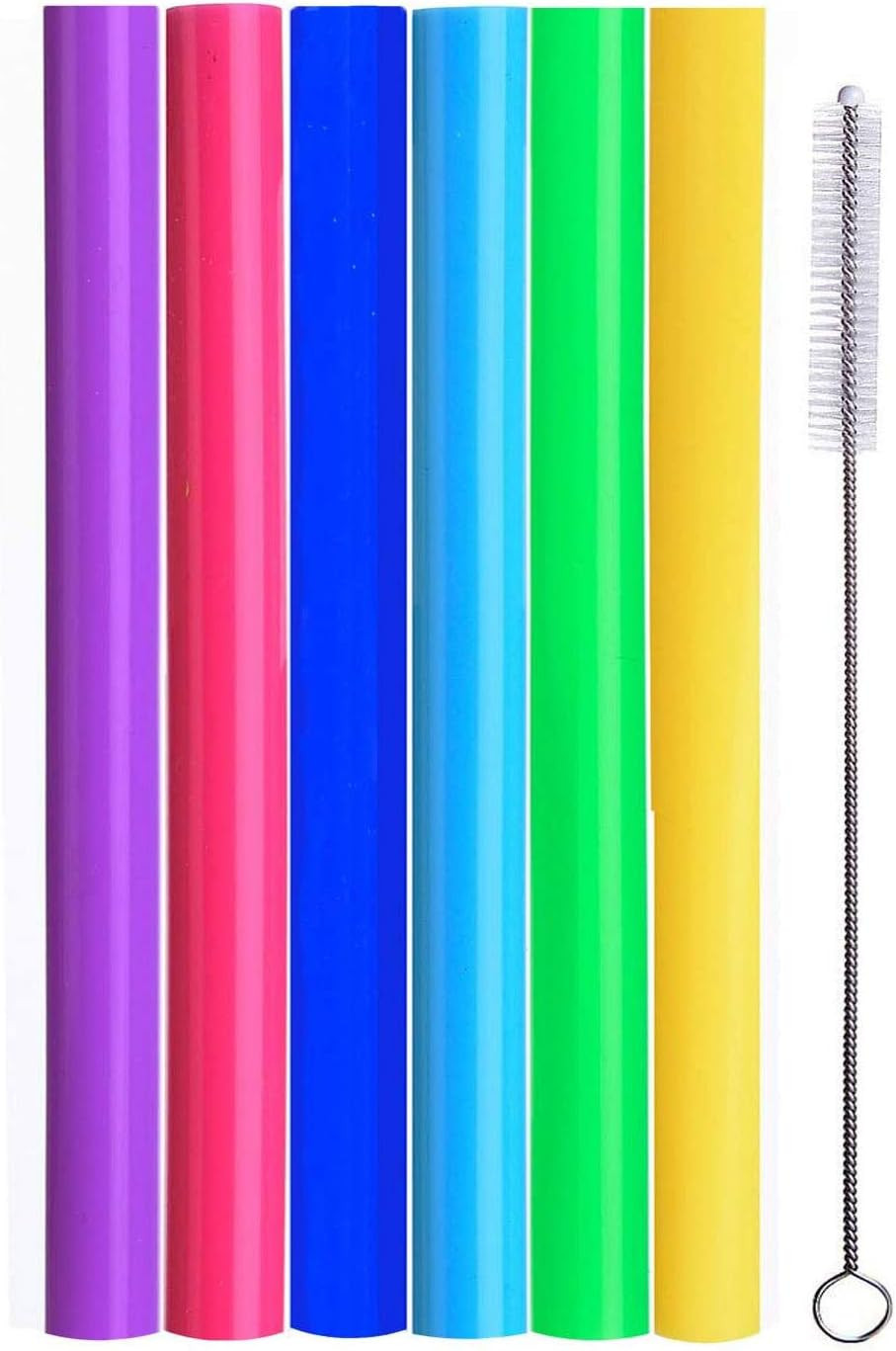 ALINK Reusable Boba Smoothie Straws, 10 Inch X 0.55 Inch Extra Wide Fat Silicone