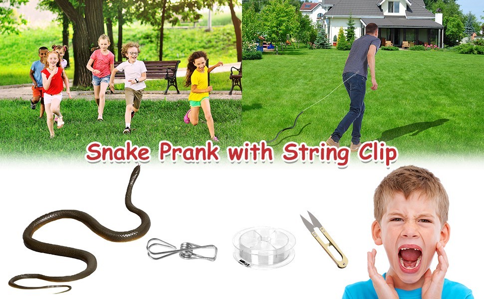 Fake Snake, 2025 Snake Prank with String Clip, Realistic Snake Prank, Rubber …