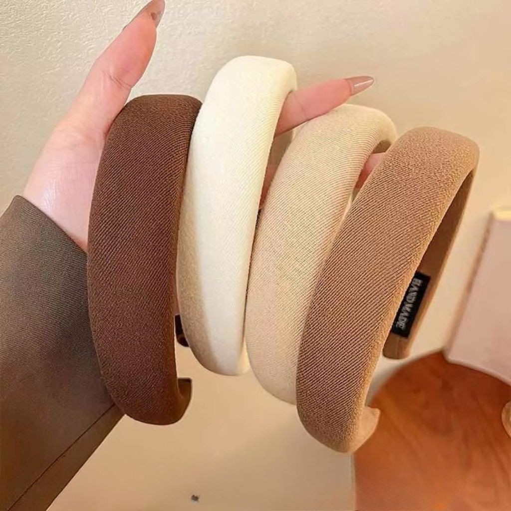 Solid Color Wide Sponge Spa Headband Soft Face Wash Makeup Hair Band Women